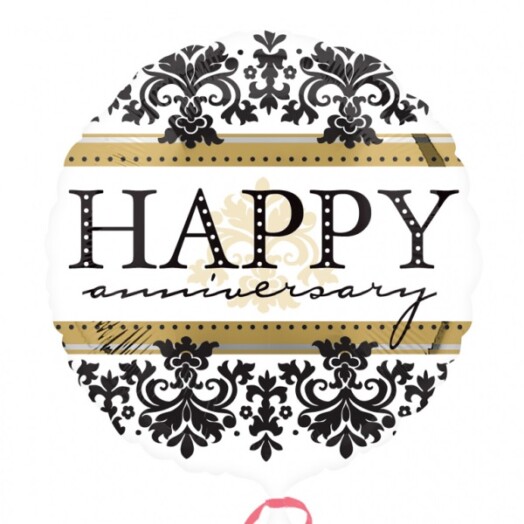 17 Inch Happy Anniversary Damask Foil Balloon