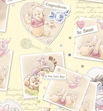 Winnie The Pooh New Baby 2 Sheet/2 Tag Gift Wrap