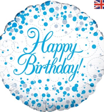 18 Inch Sparkling Fizz Birthday Blue Foil Balloon