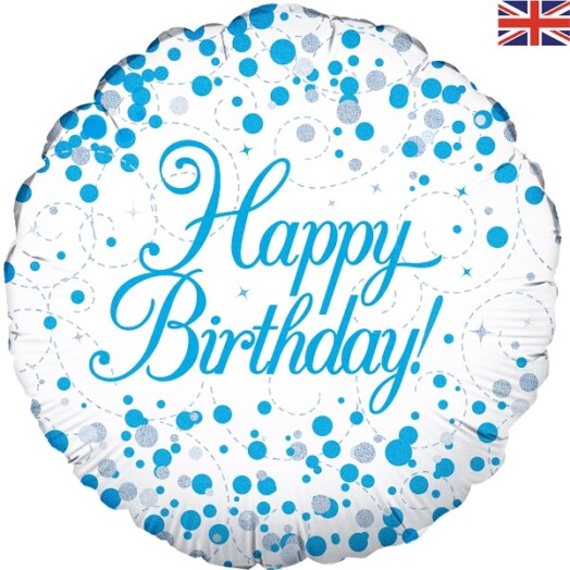 18 Inch Sparkling Fizz Birthday Blue Foil Balloon
