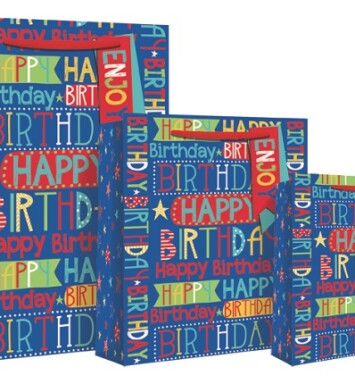 Bright Text Birthday Blue Gift Bag - Extra Large