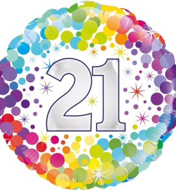 18 Inch 21st Colourful Confetti Birthday Foil Balloon