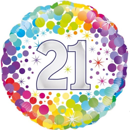 18 Inch 21st Colourful Confetti Birthday Foil Balloon