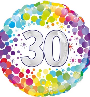 18 Inch 30th Colourful Confetti Birthday Foil Balloon