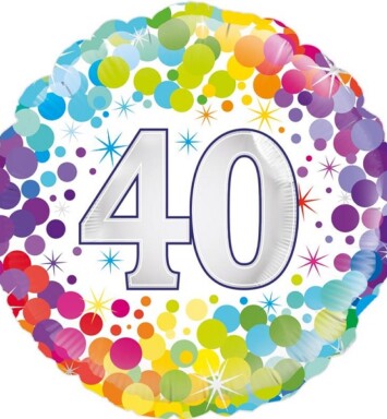 18 Inch 40th Colourful Confetti Birthday Foil Balloon