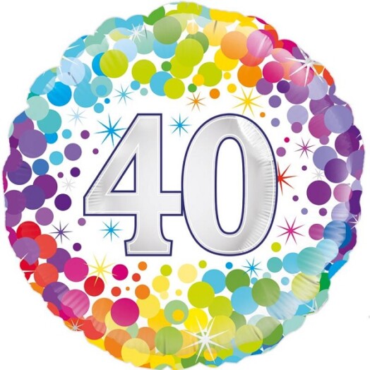 18 Inch 40th Colourful Confetti Birthday Foil Balloon