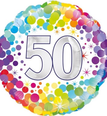 18 Inch 50th Colourful Confetti Birthday Foil Balloon