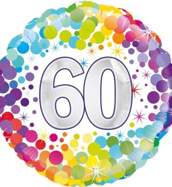 18 Inch 60th Colourful Confetti Birthday Foil Balloon