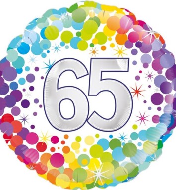 18 Inch 65th Colourful Confetti Birthday Foil Balloon