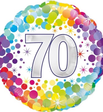 18 Inch 70th Colourful Confetti Birthday Foil Balloon