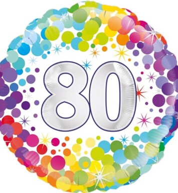 18 Inch 80th Colourful Confetti Birthday Foil Balloon