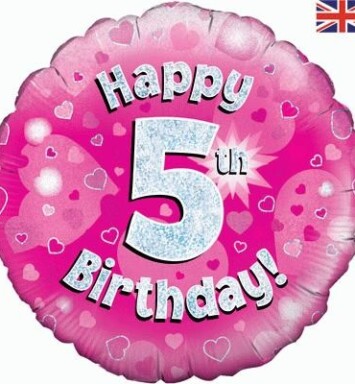 18" 5th Birthday Pink Foil Balloon