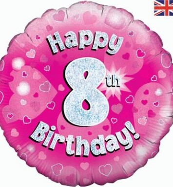 18" 8th Birthday Pink Foil Balloon