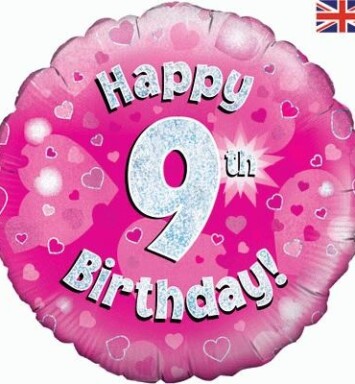 18" 9th Birthday Pink Foil Balloon