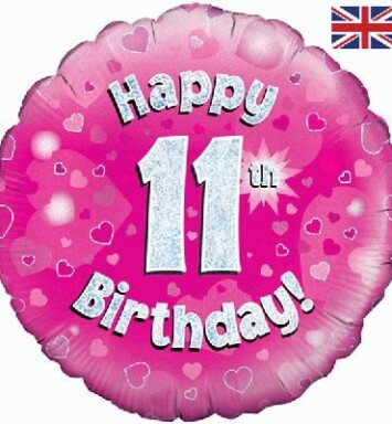 18" 11th Birthday Pink Foil Balloon