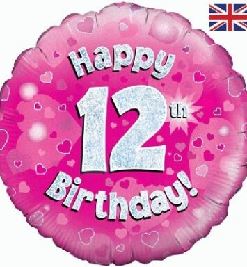 18" 12th Birthday Pink Foil Balloon