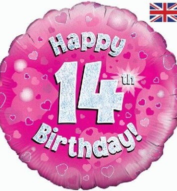 18" 14th Birthday Pink Foil Balloon