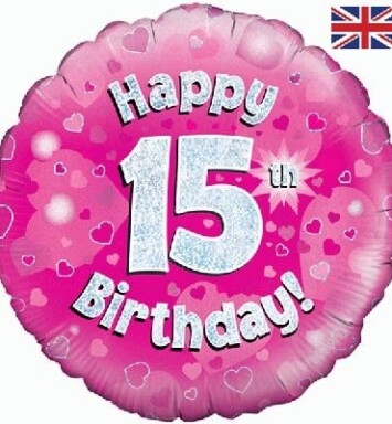 18" 15th Birthday Pink Foil Balloon