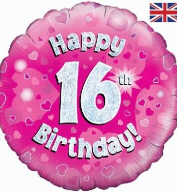 18" 16th Birthday Pink Foil Balloon
