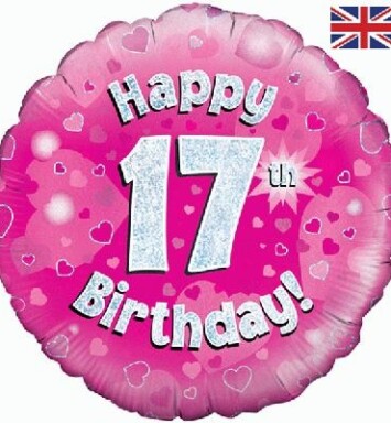 18" 17th Birthday Pink Foil Balloon
