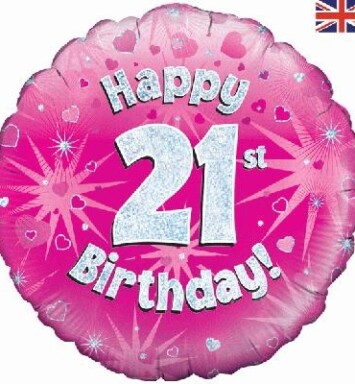 18" 21st Birthday Pink Foil Balloon