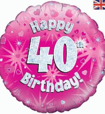 18" 40th Birthday Pink Foil Balloon