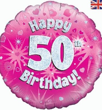 18" 50th Birthday Pink Foil Balloon