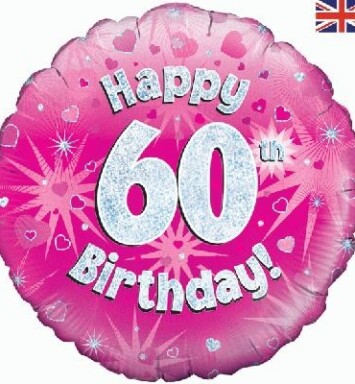 18" 60th Birthday Pink Foil Balloon