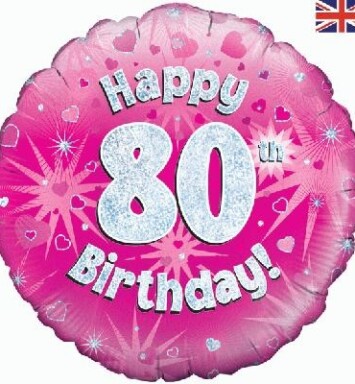 18" 80th Birthday Pink Foil Balloon