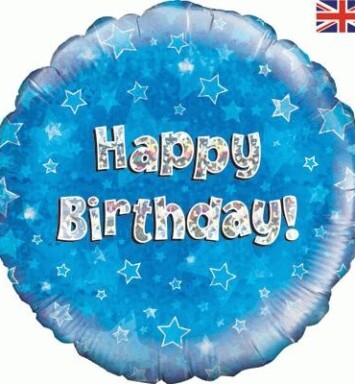 18" Happy Birthday Blue Foil Balloon