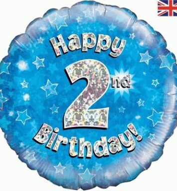 18" 2nd Birthday Blue Foil Balloon