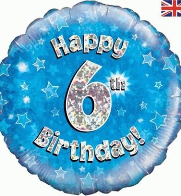 18" 6th Birthday Blue Foil Balloon