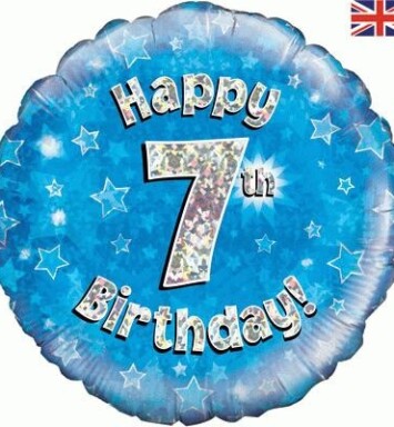 18" 7th Birthday Blue Foil Balloon