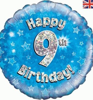 18" 9th Birthday Blue Foil Balloon