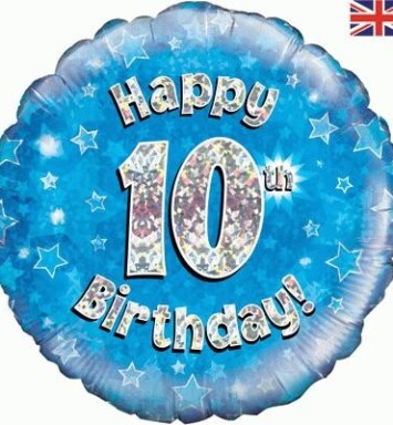 18" 10th Birthday Blue Foil Balloon