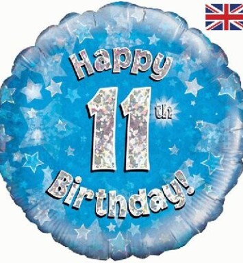 18" 11th Birthday Blue Foil Balloon