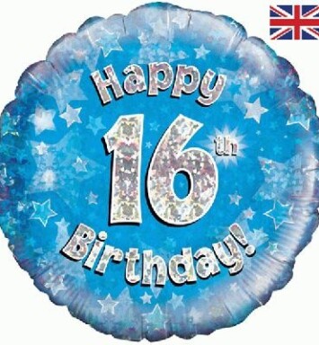 18" 16th Birthday Blue Foil Balloon