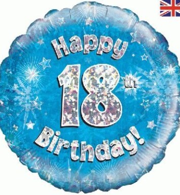 18" 18th Birthday Blue Foil Balloon