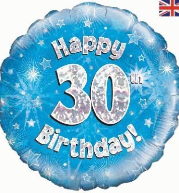 18" 30th Birthday Blue Foil Balloon