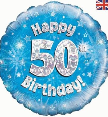 18" 50th Birthday Blue Foil Balloon