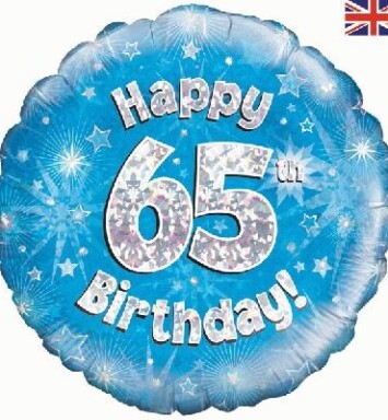 18" 65th Birthday Blue Foil Balloon