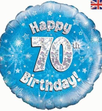 18" 70th Birthday Blue Foil Balloon