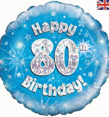 18" 80th Birthday Blue Foil Balloon