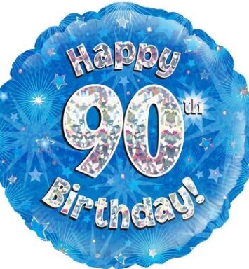 18" 90th Birthday Blue Foil Balloon