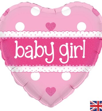 18" Baby Girl Heart Foil Balloon
