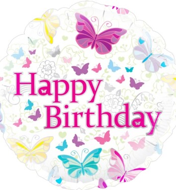 18 Inch Butterfly Birthday Foil Balloon