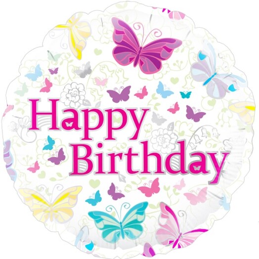 18 Inch Butterfly Birthday Foil Balloon