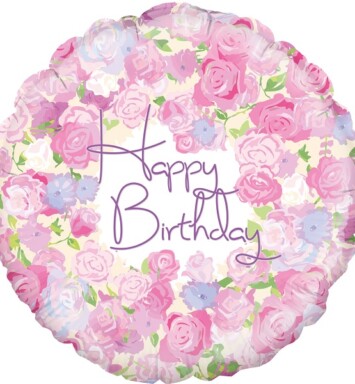 18 Inch Vintage Floral Birthday Foil Balloon