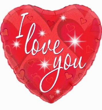 18" I Love You Sparkles Holographic Foil Balloon
