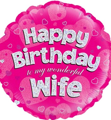 18" Happy Birthday Wife Pink Foil Balloon